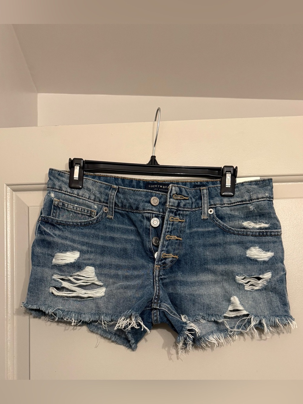 Lucky Brand Women's Distressed Denim Cutoff Shorts - Medium Blue
